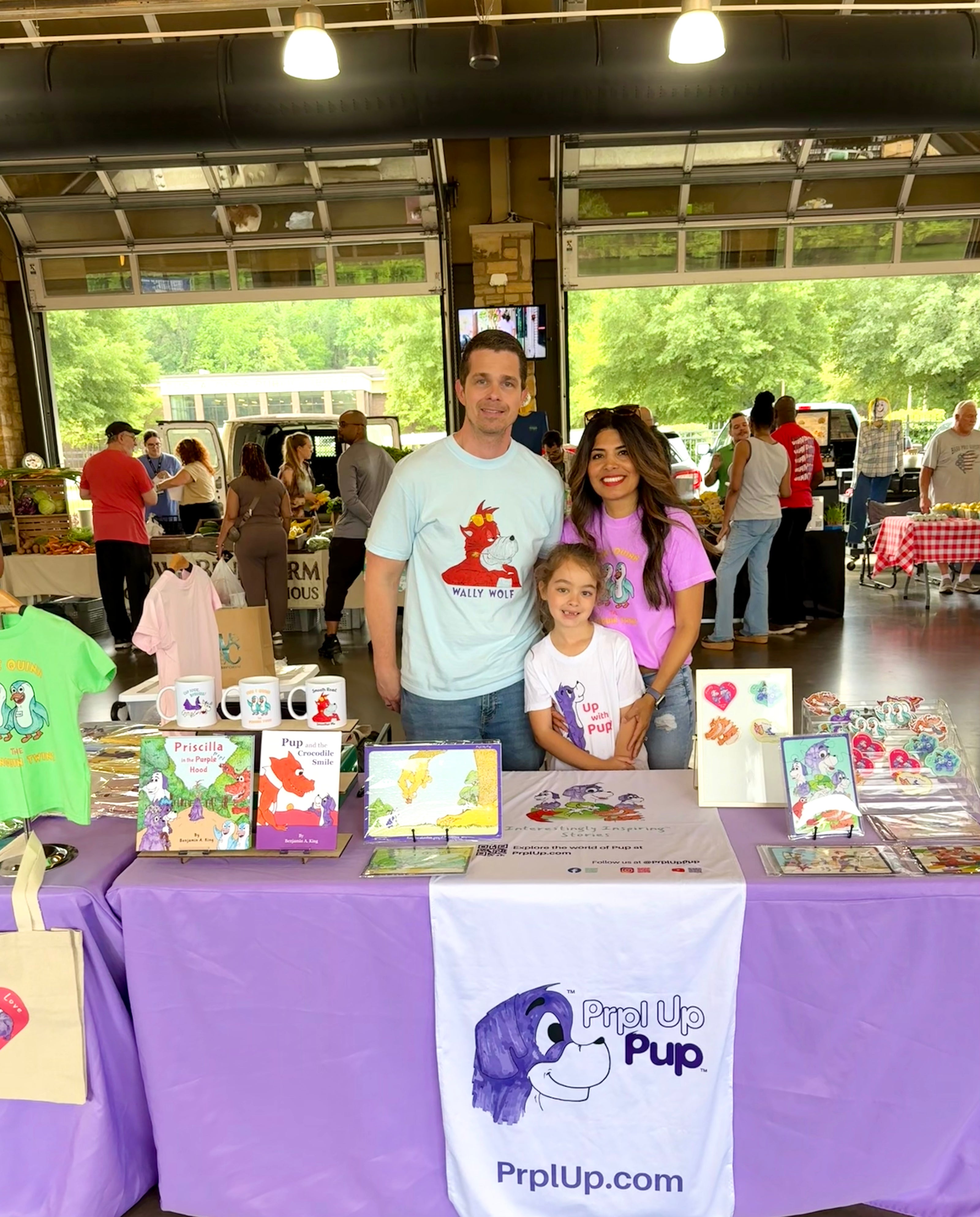 Prpl Up Pup, children's brand, is a family business. Features Prpl Up Pup's booth at the Tuscaloosa River Market in Alabama. 